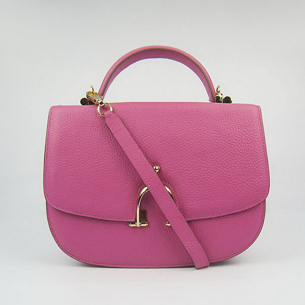 H8088 Hermes Stirrup Shoulder Bag Peach vitello d'oro